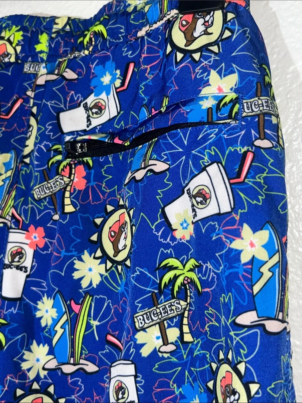 Boy’s Blue Buc-ee’s Tropical Swim Trunks - Sz Small